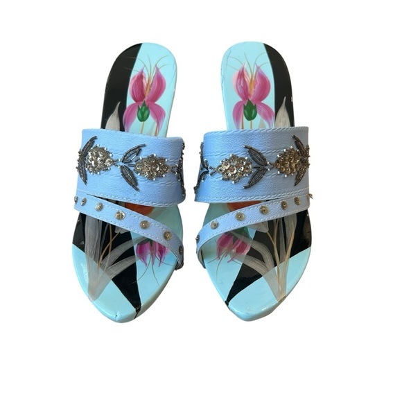 Cocktail 1950's Vintage Heels Hand painted hand crafted - Picture 2 of 12